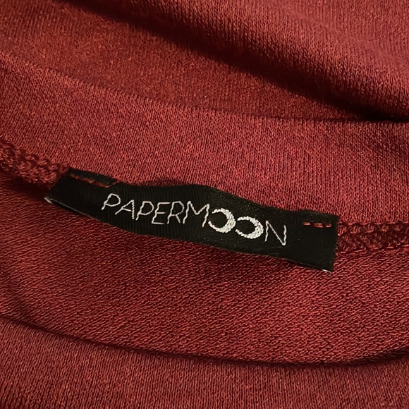 Handkerchief Style Short Sleeve Crop Top * Burgundy *‎ Papermoon * Size Small - Picture 6 of 14